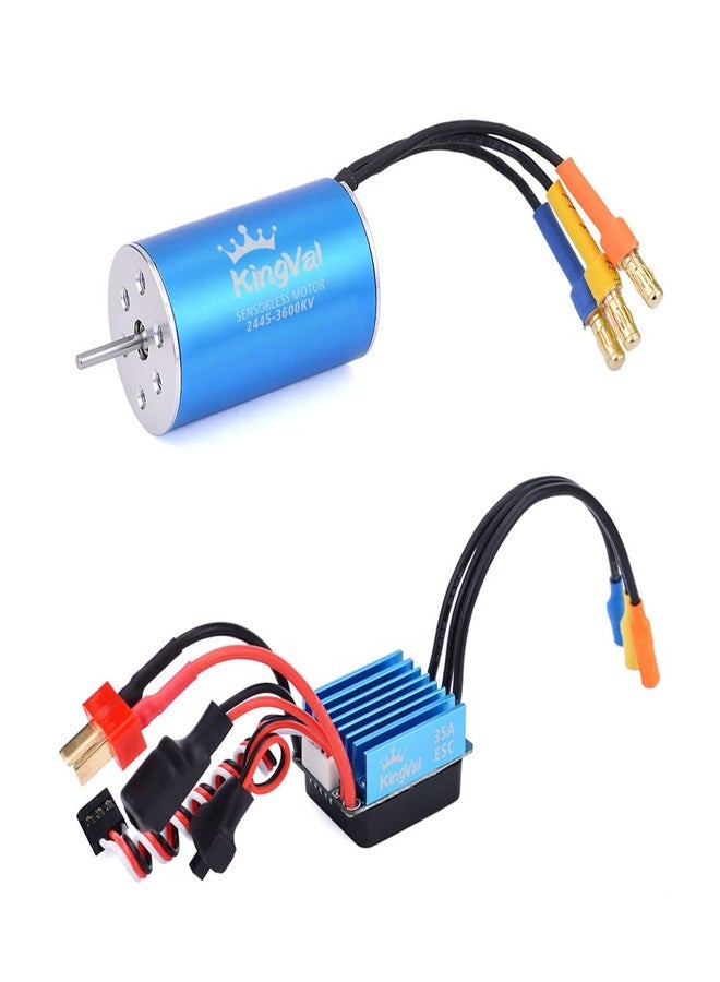 KingVal Replacement 2445 3600KV Sensorless Brushless Motor Shaft Diameter 2.3mm with 35A Brushless ESC Combo Compatible with 1/16 RC Car - Image 1